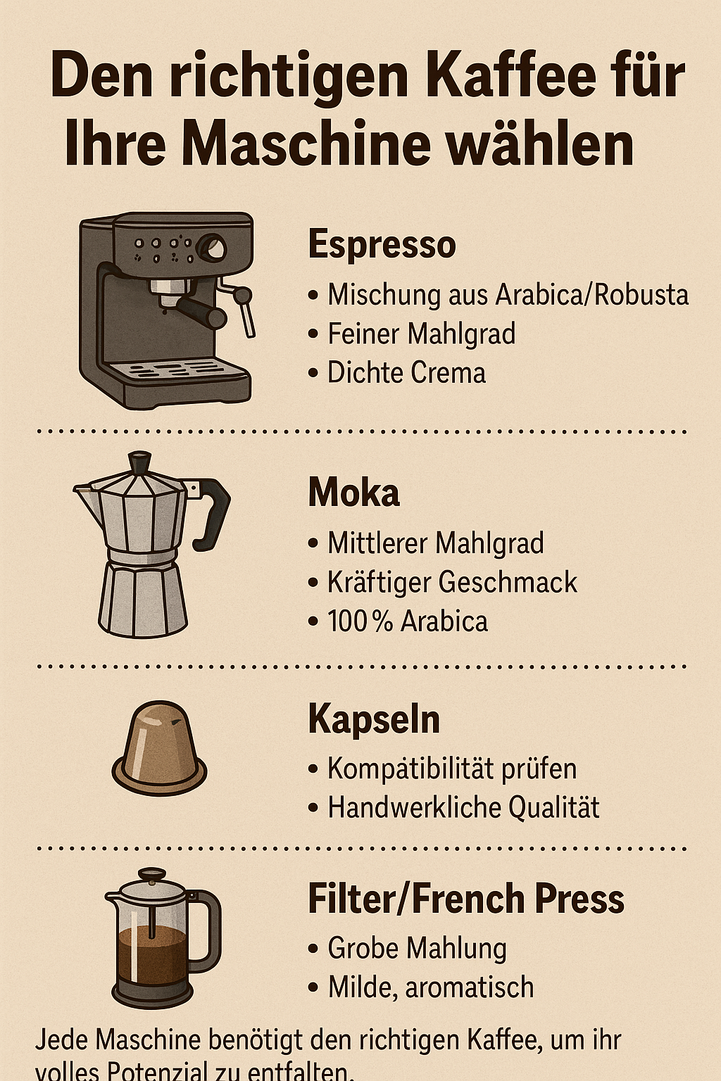 Den richtigen Kaffee für Ihre Kaffeemaschine wählen kaffeespresso.ch