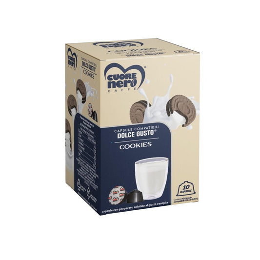 Cuore Nero – Cookies Vanille Kapseln – 10 Kompatible Dolce Gusto®